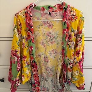 Anthropologie Vibrant Floral Kimono